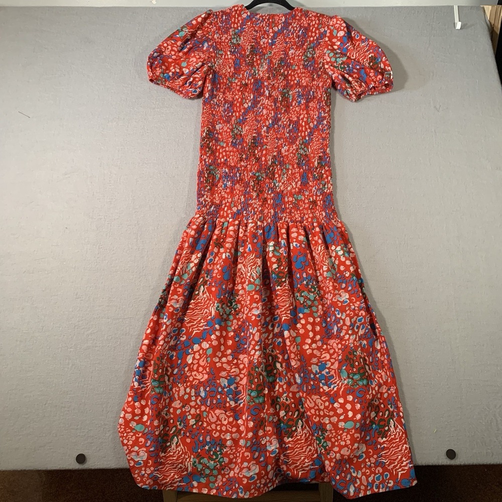 Never Fully Dressed Scarlett Red Cheetah Print Smocked Dress Size 6 - Picture 8 of 8